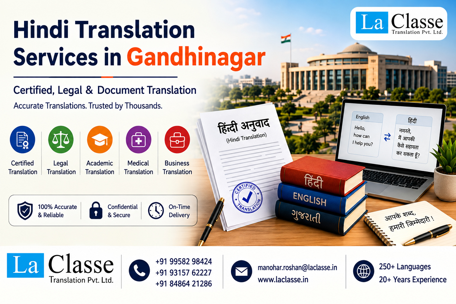 Hindi Translation Services in Gandhinagar: Certified, Legal Translation